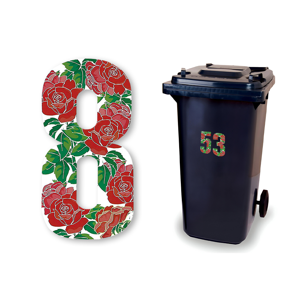Huisnummer sticker Rozen, nummer 8
