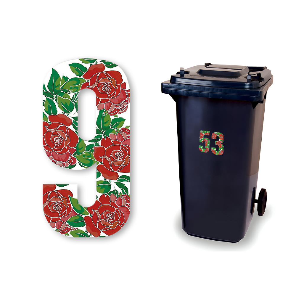 Huisnummer sticker Rozen, nummer 9