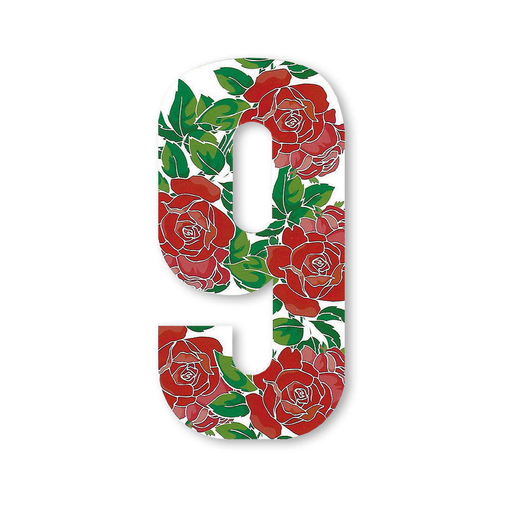 Huisnummer sticker Rozen, nummer 9