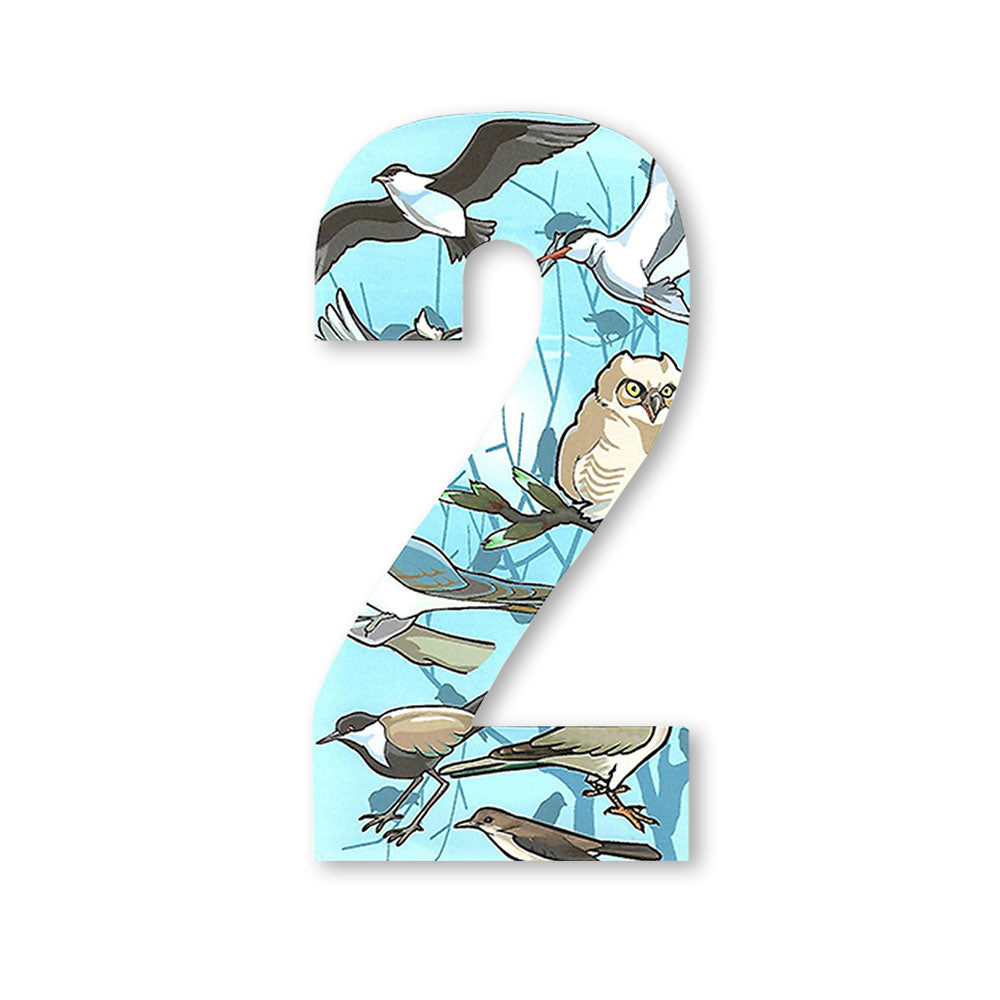 Huisnummer sticker Vogel, nummer 2
