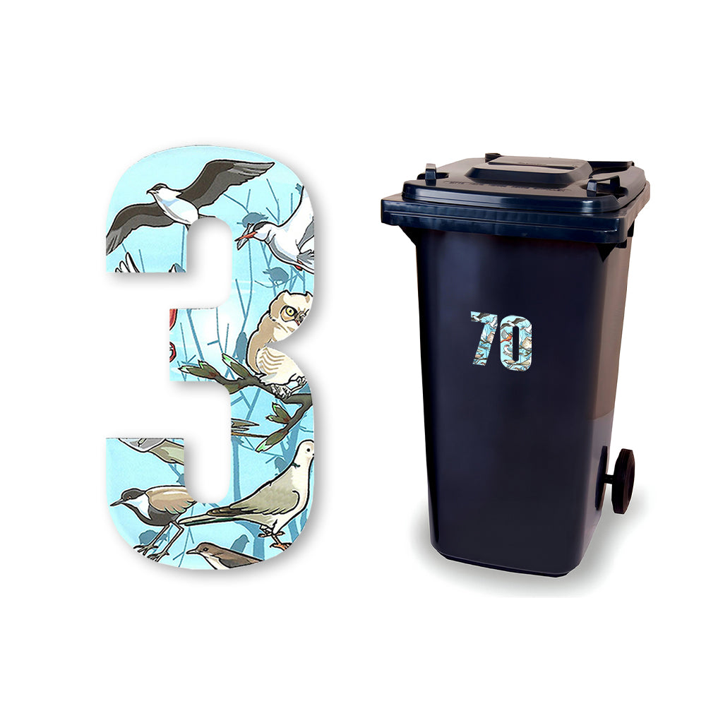 Huisnummer sticker Vogel, nummer 3