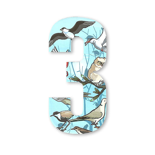 Huisnummer sticker Vogel, nummer 3