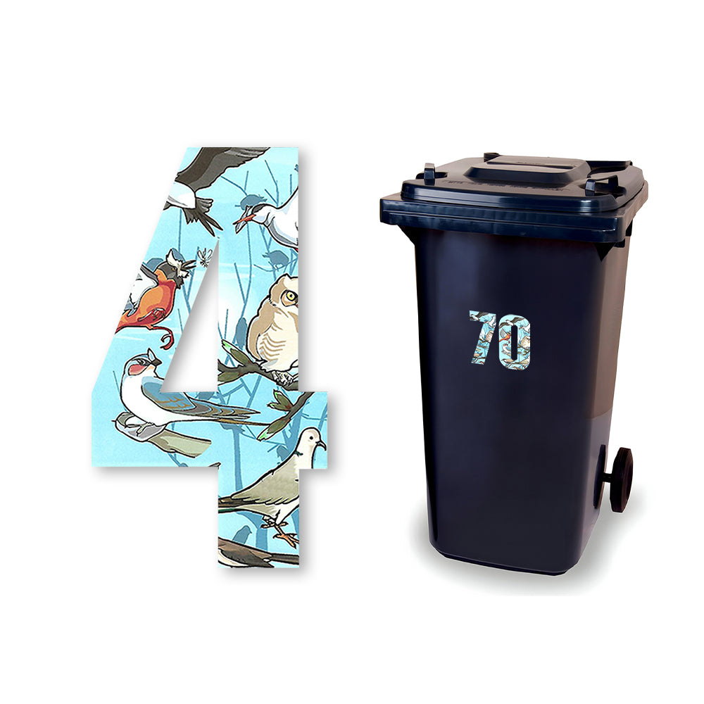 Huisnummer sticker Vogel, nummer 4