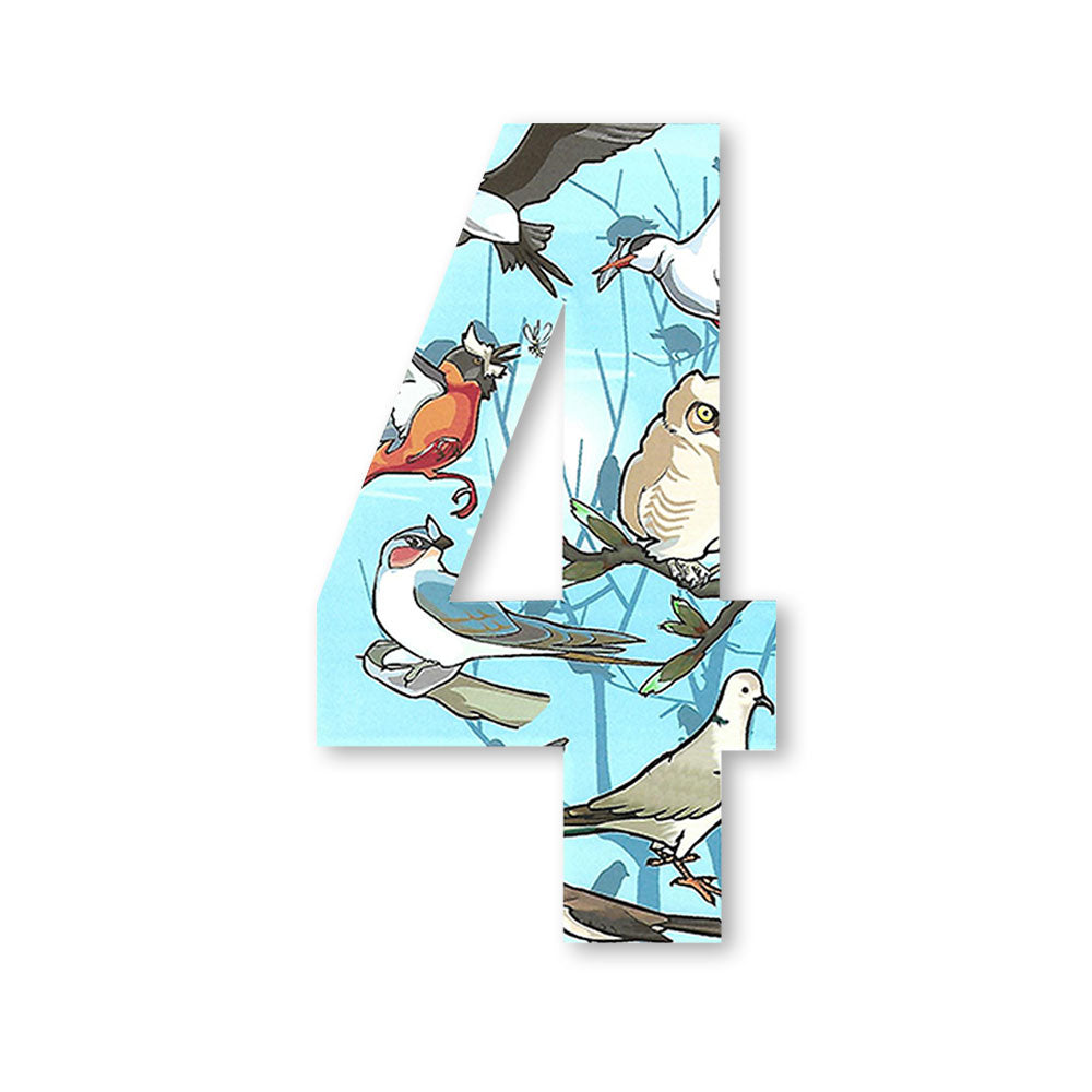 Huisnummer sticker Vogel, nummer 4