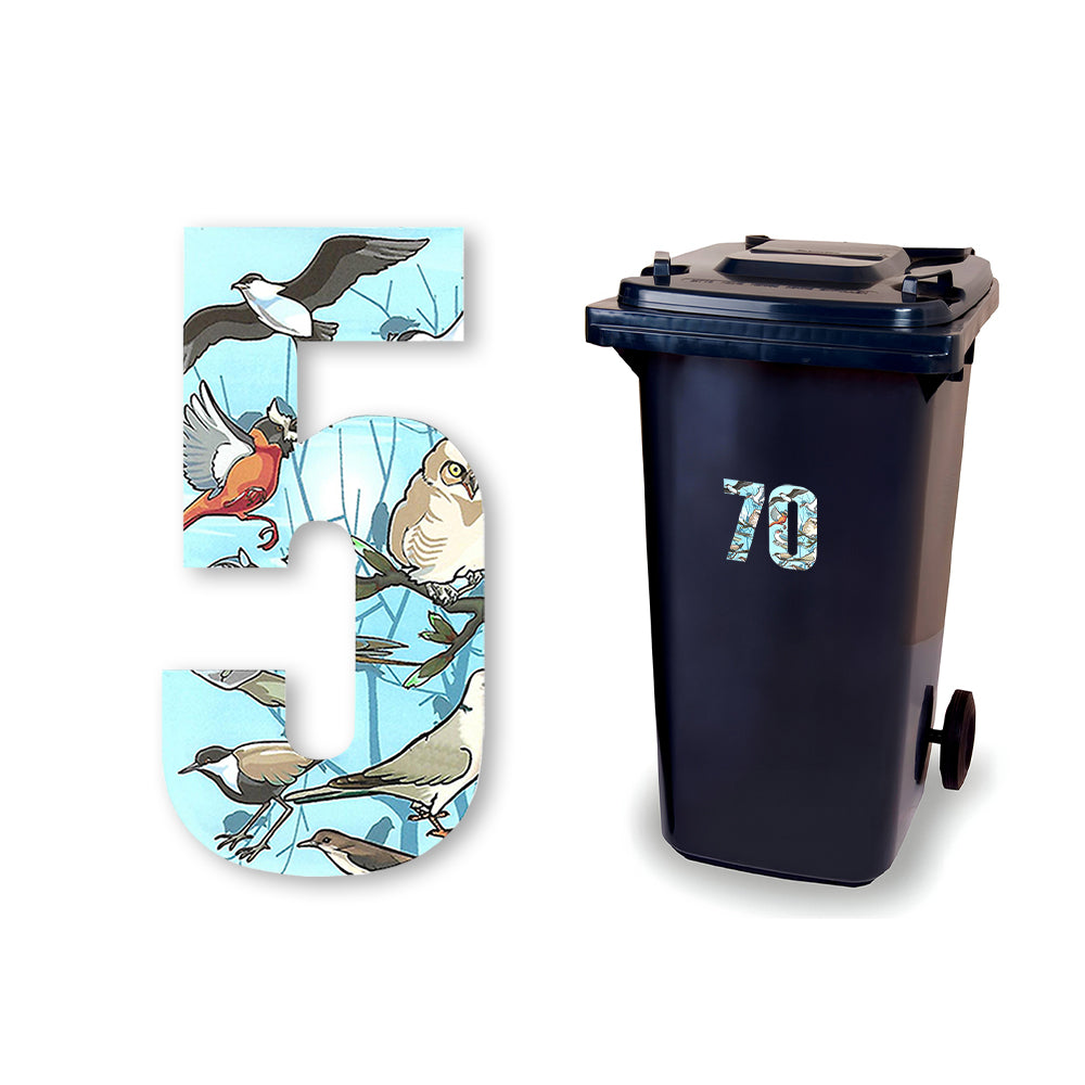 Huisnummer sticker Vogel, nummer 5