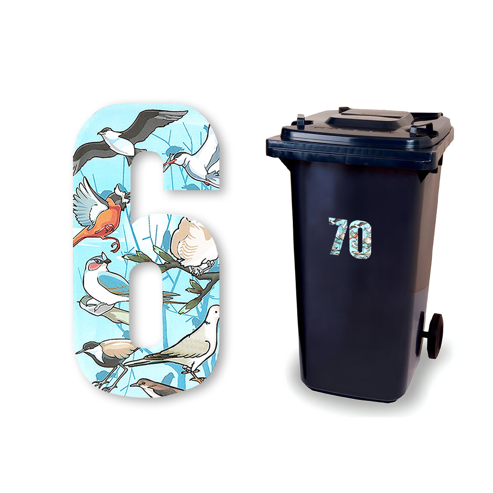 Huisnummer sticker Vogel, nummer 6