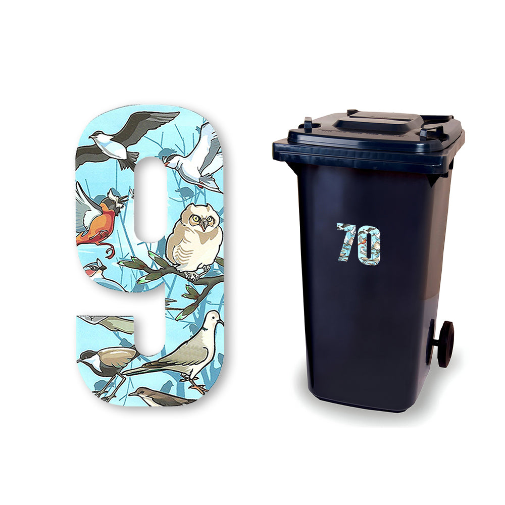 Huisnummer sticker Vogel, nummer 9