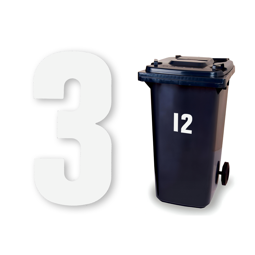 Huisnummer sticker Wit Groot, nummer 3