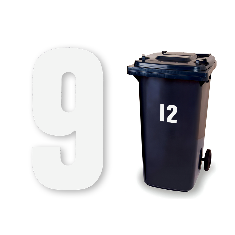 Huisnummer sticker Wit Groot, nummer 9