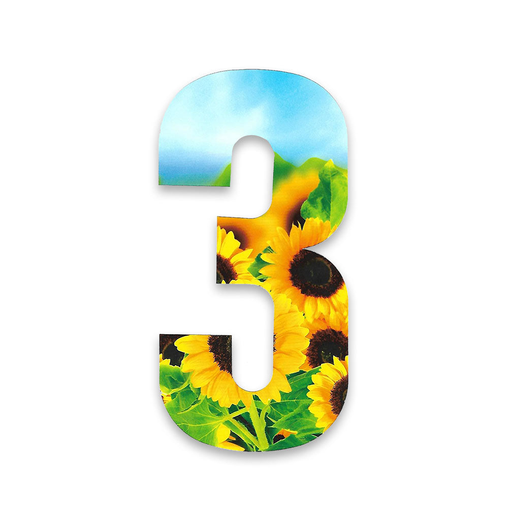 Huisnummer sticker Zonnebloem, nummer 3