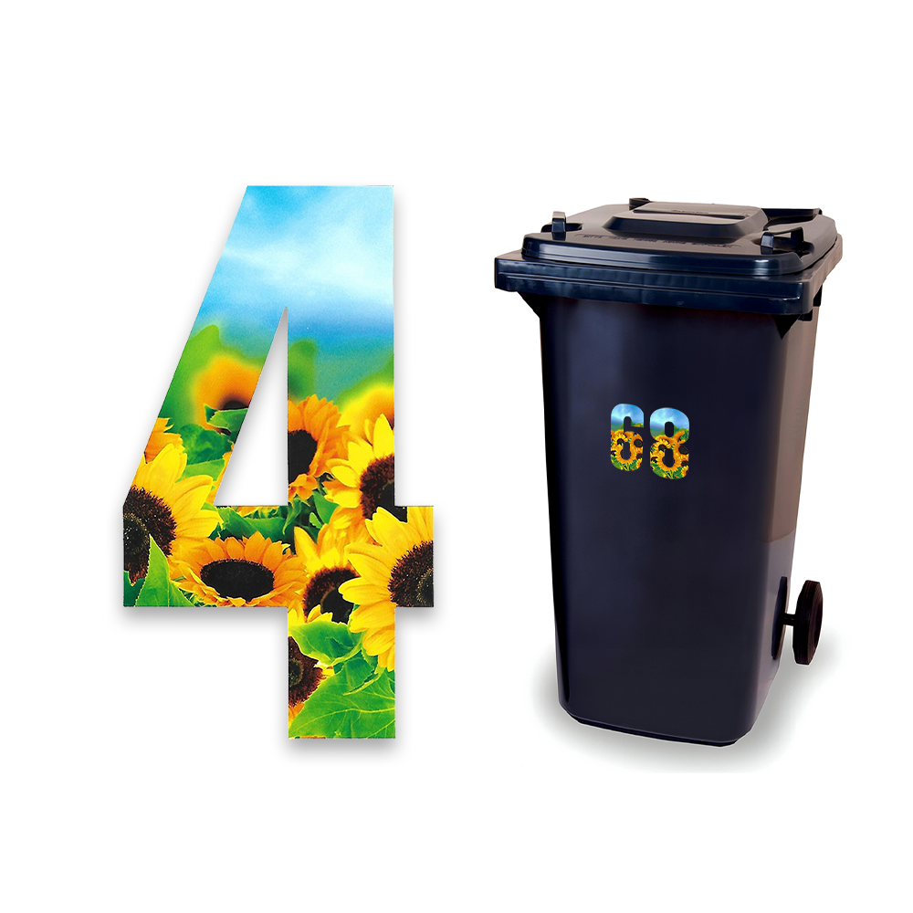 Huisnummer sticker Zonnebloem, nummer 4