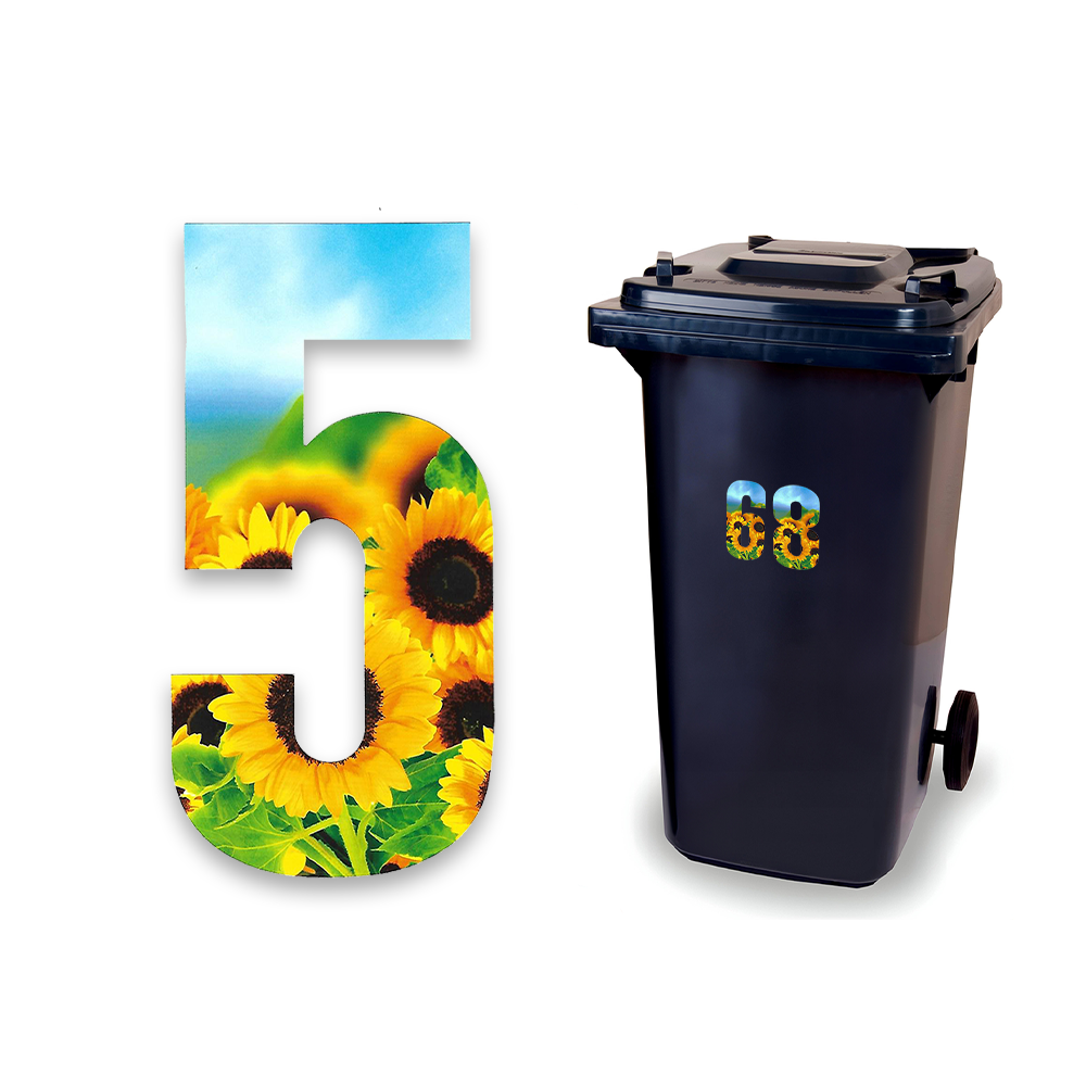Huisnummer sticker Zonnebloem, nummer 5