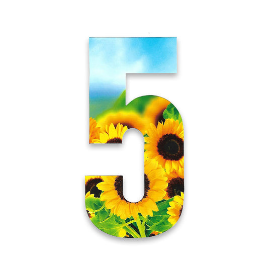 Huisnummer sticker Zonnebloem, nummer 5