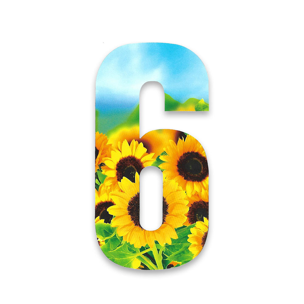 Huisnummer sticker Zonnebloem, nummer 6