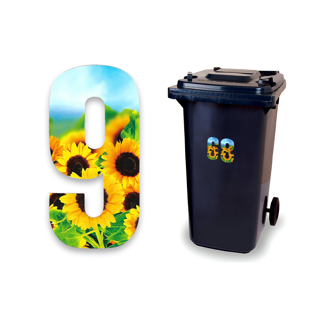 Huisnummer sticker Zonnebloem, nummer 9