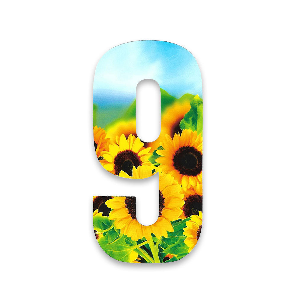 Huisnummer sticker Zonnebloem, nummer 9