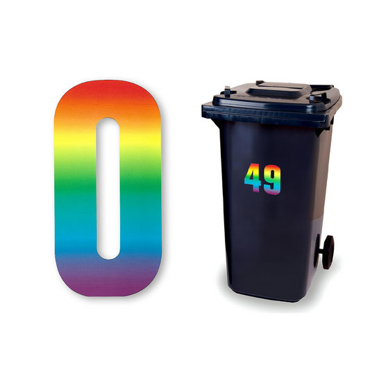 Huisnummer sticker Regenboog, nummer 0